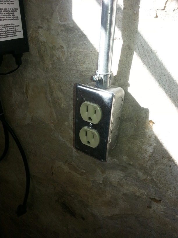 installing an electrical outlet on a masonry wall redacted, concrete masonry, electrical, lighting, wall decor, A New Outlet