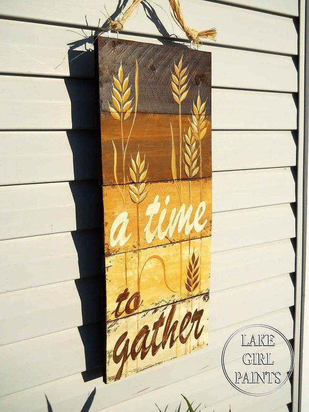 handpainted fall wheat door hanging, painting, pallet, seasonal holiday decor