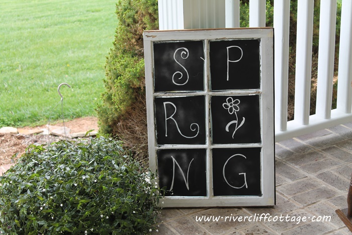 spring chalkboard window, chalkboard paint, crafts, seasonal holiday decor