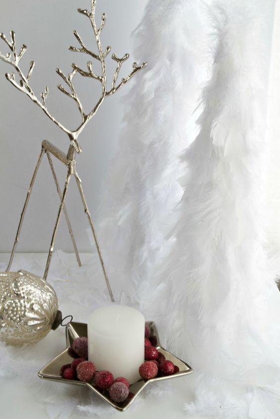 wintery snow feather trees, crafts, home decor