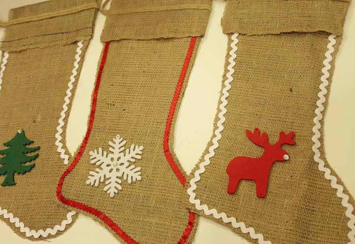 no sew burlap stockings, crafts, seasonal holiday decor