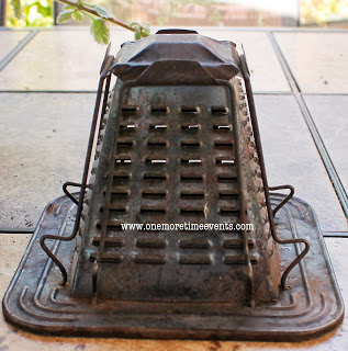 vintage primitive metal camping toaster turned bird feeder, outdoor living, repurposing upcycling