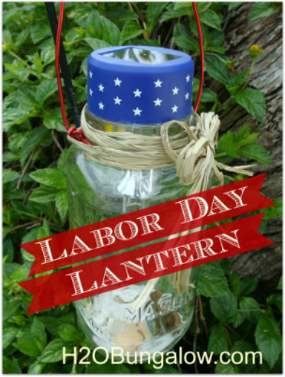 patriotic labor day lantern, crafts, outdoor living, patriotic decor ideas, seasonal holiday decor, Labor Day Solar Lantern