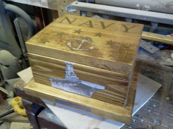 two boxes one army and the other navy, crafts, woodworking projects