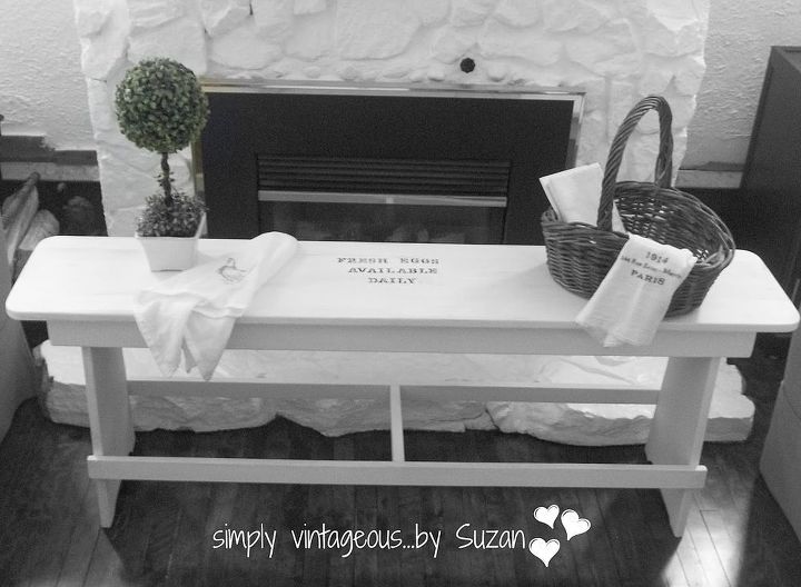 a quick bench makeover, painted furniture, Painted with Annie Sloan Pure White