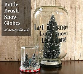 bottle brush snow globes, christmas decorations, crafts, repurposing upcycling, seasonal holiday decor, These DIY snowglobes will make a fun centerpiece on my dining room table