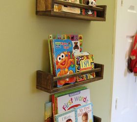 a boy s room, bedroom ideas, home decor, ikea spice racks stained to hold books