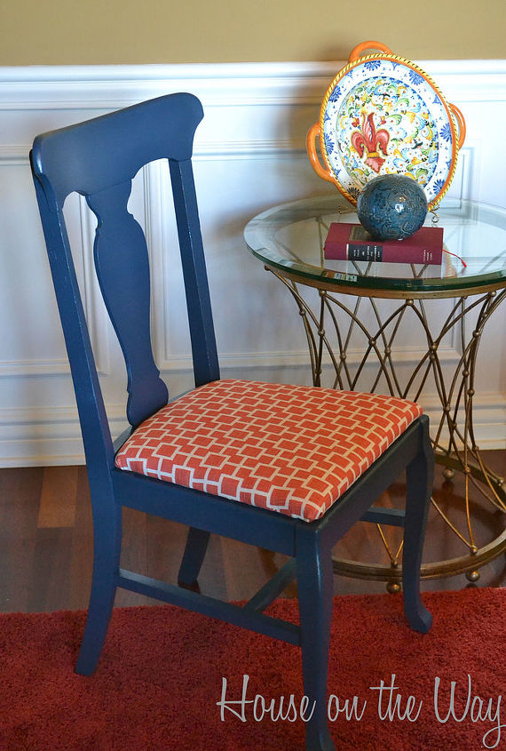 chair re do in navy blue, painted furniture, reupholster