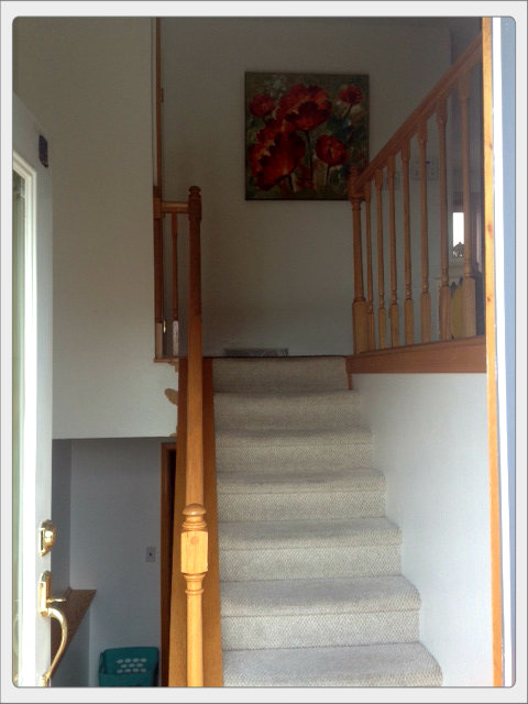 my foyer dilemma, Stairs leading to living room and dining room