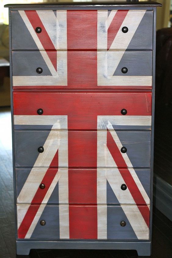 chalk painted furniture, chalk paint, painted furniture, Tall boy Union Jack