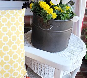 a southern porch reveal for spring 2014, curb appeal, flowers, gardening, porches, seasonal holiday decor, wreaths, New red cushions adds a pop of color to white painted rockers