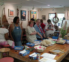 art studios workshops sheds or where do you do your creative work, craft rooms, An inside view teaching a group of ladies who wanted to make handmade paper