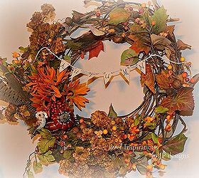 autumn wreath with canvas banner, crafts, seasonal holiday decor, wreaths
