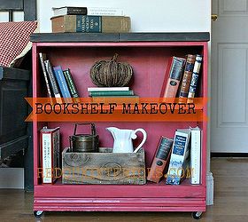 cheap bookshelf makeover using scrap wood and casters
