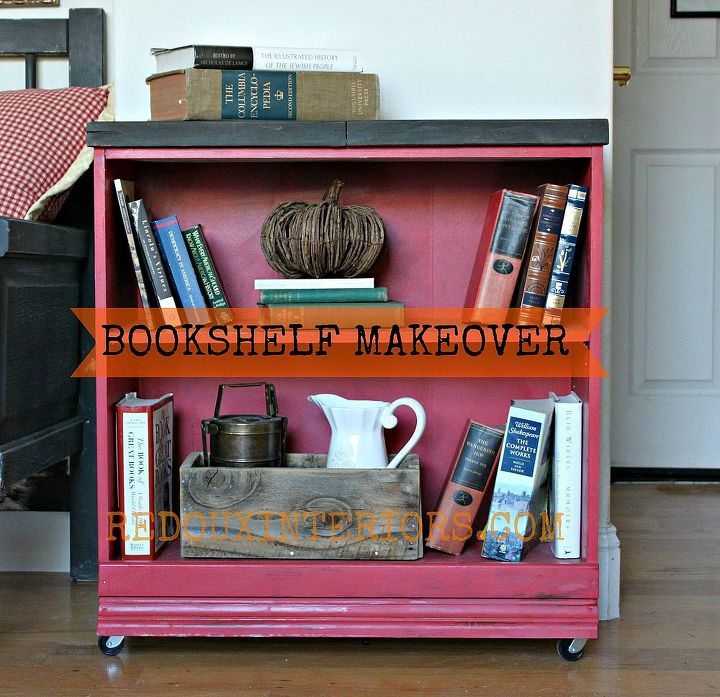 cheap bookshelf makeover using scrap wood and casters