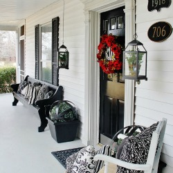 black and white farmhouse front porch makeover, doors, outdoor living, porches, wreaths