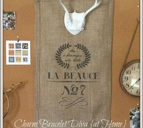 how to paint mount and hang antlers, crafts, home decor, wall decor, This burlap reproduction French grain sack seemed like the perfect place to hang the antlers