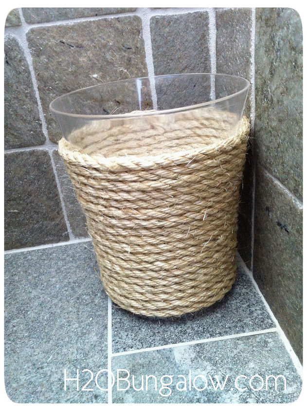 rope trimmed mirror, crafts, rope trimmed waste basket
