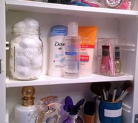 medicine cabinet organization how to tips and tricks, kitchen cabinets, organizing, Organize your medicine cabinet with cheap thrift finds and item found in the kitchen This is the cabinet after being organized