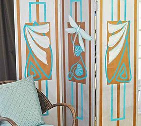 art deco painted floor screen, home decor, painting, repurposing upcycling