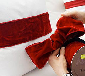 simple valentine s decorating tie a red bow around your sofa pillows, crafts, seasonal holiday decor, valentines day ideas, A much easier version would be to just buy some ribbon that you love and fancy up your throw pillows