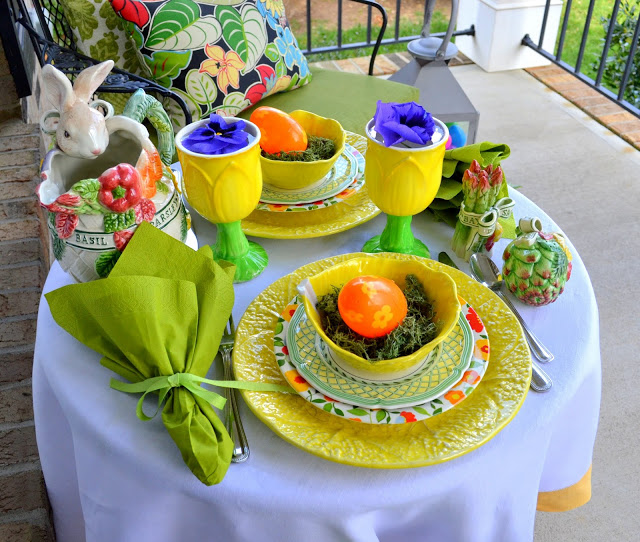 celebrating spring table, easter decorations, seasonal holiday d cor, Spring tablescape