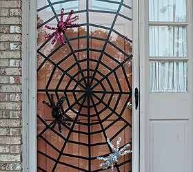 washi tape spiderweb front door, doors, halloween decorations, seasonal holiday decor