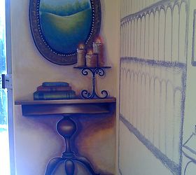 must see alzheimer secure unit nursing retirement home mural makeover, home decor, painted furniture, I added an accent table in the corner with candles for light and books for imagination
