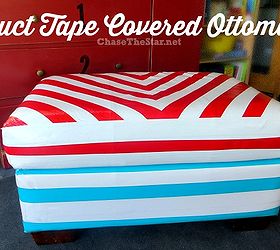 duct tape covered ottoman, painted furniture