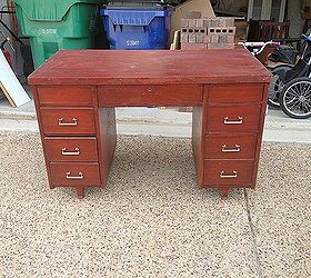 revived vintage desk, painted furniture, Before
