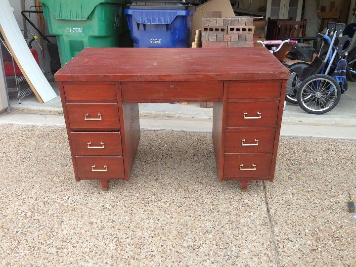revived vintage desk, painted furniture, Before