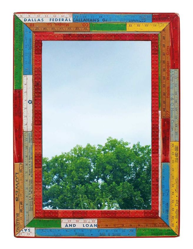 repurposed upcycled yardstick frame mirror, repurposing upcycling