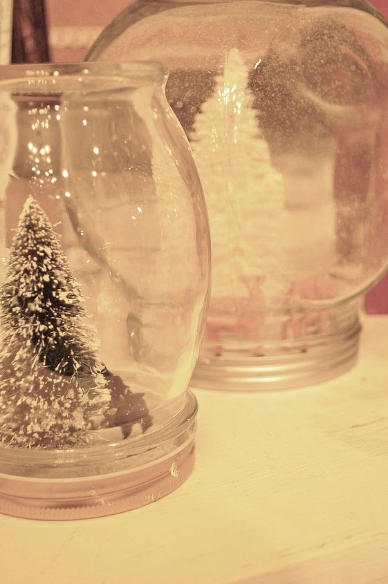 diy holiday waterless diorama style snow globes, crafts, seasonal holiday decor, Use different sized jars for a different effect or cluster them for the full impact You can enjoy your new decor or give as teacher or neighbor gifts