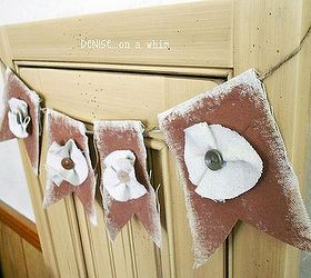 a cupboard door becomes a shelf, crafts, doors, kitchen cabinets, repurposing upcycling, shelving ideas, Quick and easy bunting made from drop cloth paint and buttons