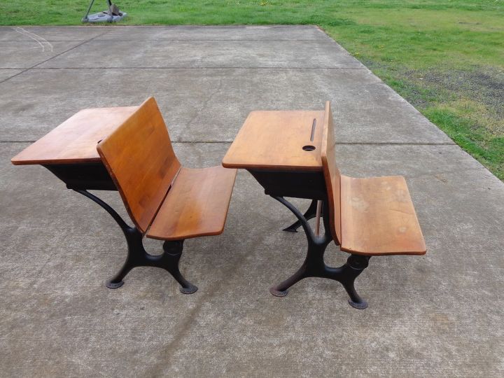 old school desks, two old desks