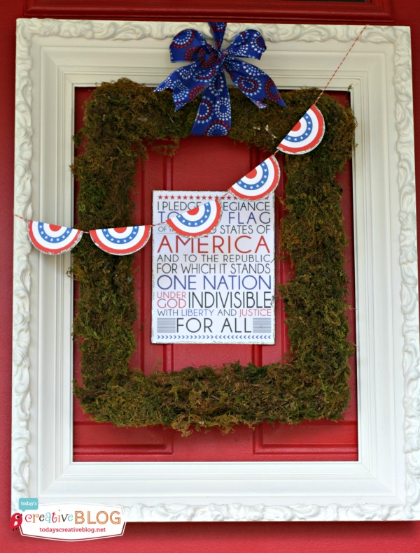 patriotic mossy door, doors, patriotic decor ideas, seasonal holiday decor