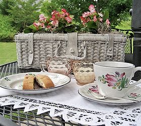 transform a picnic basket to a shabby planter, gardening, repurposing upcycling, Love the shabby look
