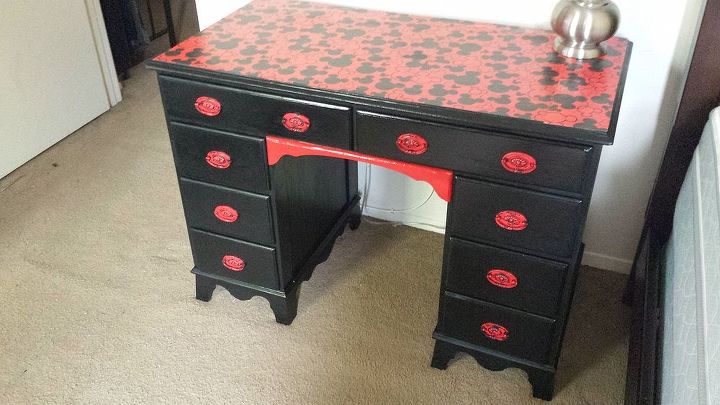 goodwill desk redo, painted furniture, Ebony Black Stain After