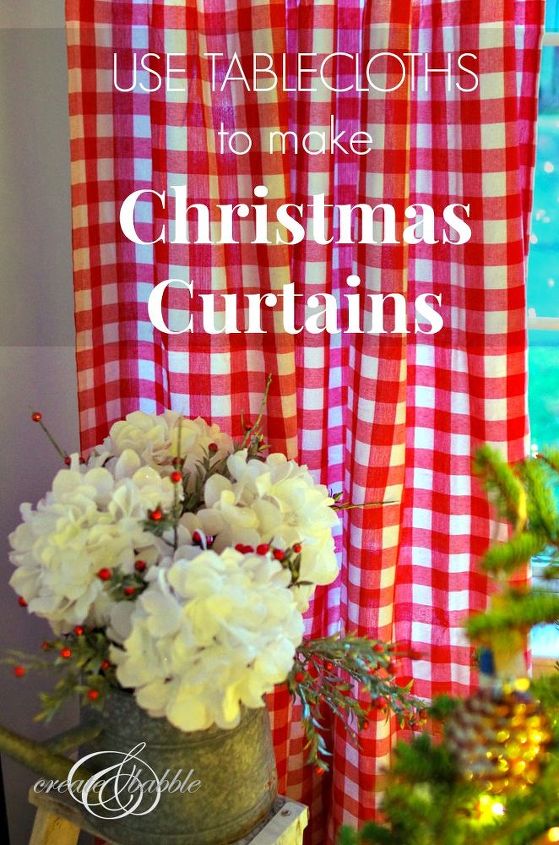 christmas curtains made from tablecloths, christmas decorations, repurposing upcycling, seasonal holiday decor, reupholster, window treatments, The red and white goes perfectly with my Christmas decor