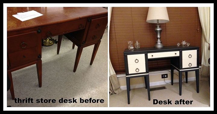 thrift store furniture makeover, painted furniture, Thrift store Desk