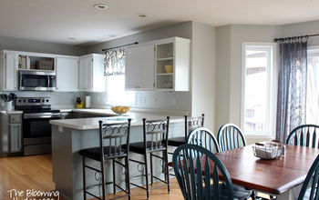 From Oak to Awesome Painted Gray and White Kitchen cabinets