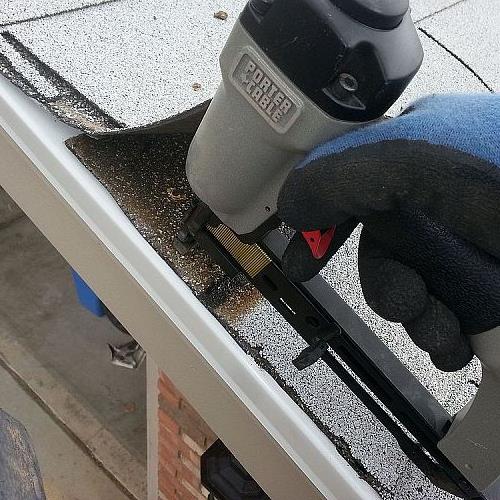 installing drip edge, curb appeal, diy, home maintenance repairs, how to, roofing, I tacked it into place to keep it from blowing off in the storm