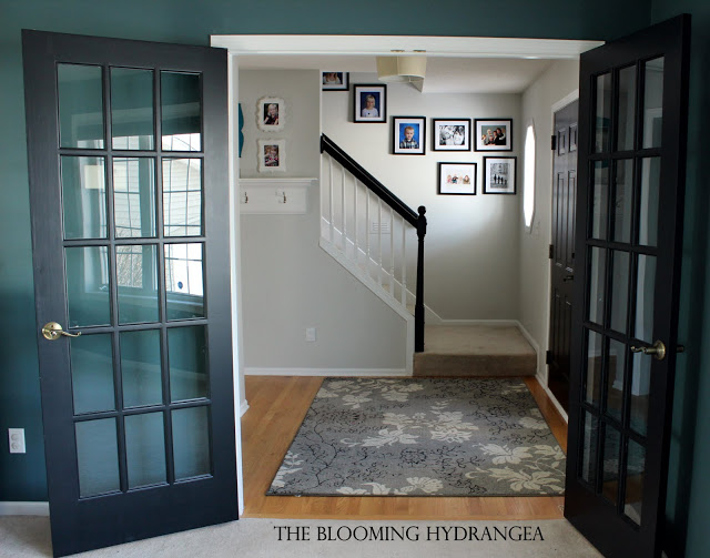 creating a home office with black french doors, doors, painting