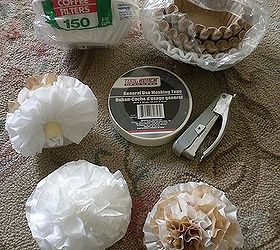 wedding decor on a dime er dollar tree that is see blog link, home decor, Easy Coffee Filter Flowers