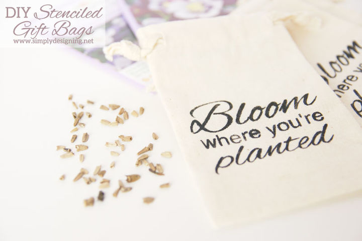 diy stenciled bloom gift bag, crafts