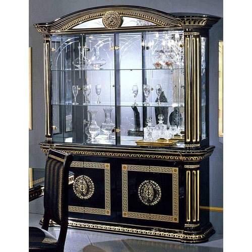 curio cabinets timeless designs, Rosella 4 Door Display Cabinet in Black and Gold