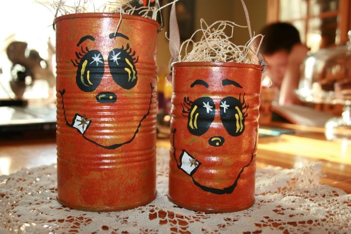recycled pumpkin can, crafts, Recycled Tin Can Pumpkins