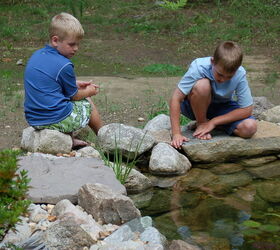 now this is outdoor living, landscape, outdoor living, ponds water features, using fish feeding rocks