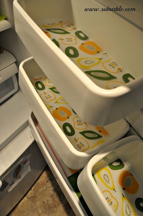 make your own fridge liners, crafts, Cut placemats into smaller sections for the fridge door This is where condiments normally party so liners are helpful here