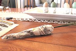 diy newspaper easter carrot decor, crafts, easter decorations, seasonal holiday decor
